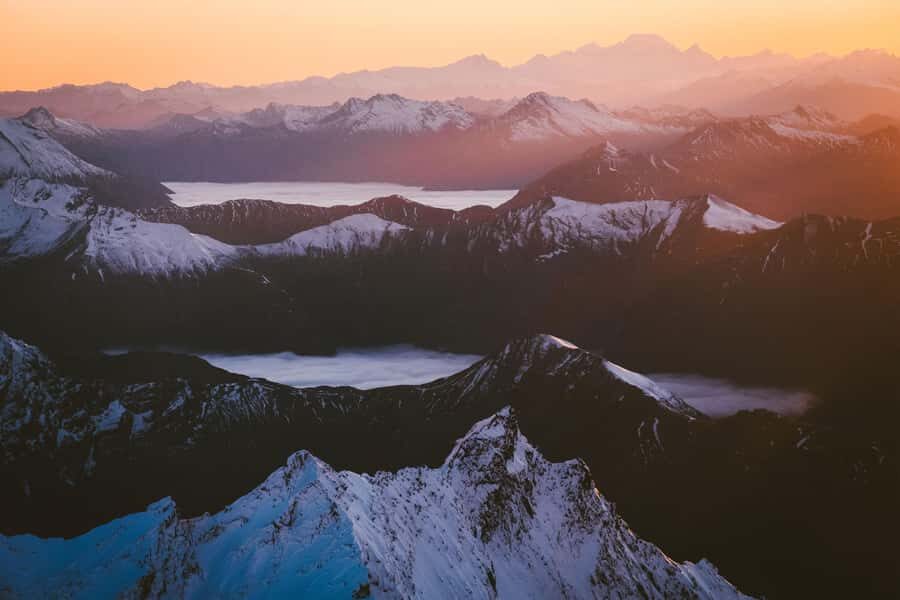 Queenstown: Sunrise Glacier Scenic Flight - Mt. Aspiring National Park views: Barrier Range and the Arawhata River head